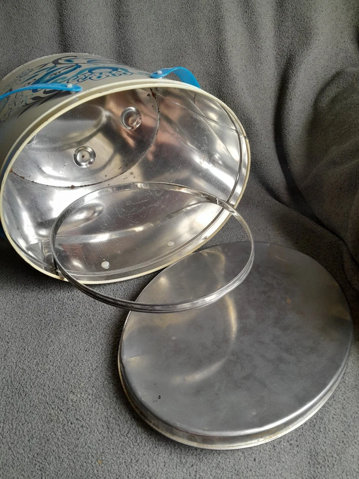 Lata artesanal de pintura de metal Tri Chem de hojalata de colección con banda de sellado de tapa y asas en muy buen estado+ Foto 2 de 4