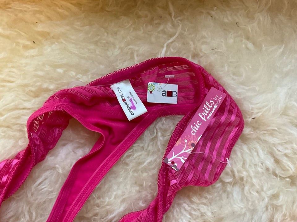 VINTAGE AVENUE BODY COTTON/SPANDEX HOT PINK LINGERIE THONG BIKINI