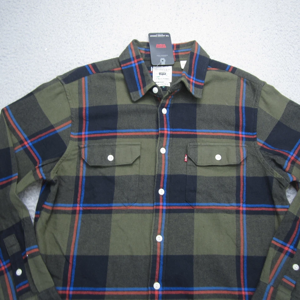 Levis Shirt Men L Green Plaid Button Up Workwear Relaxed Fit Utility Pockets NWT - Image 4 of 4