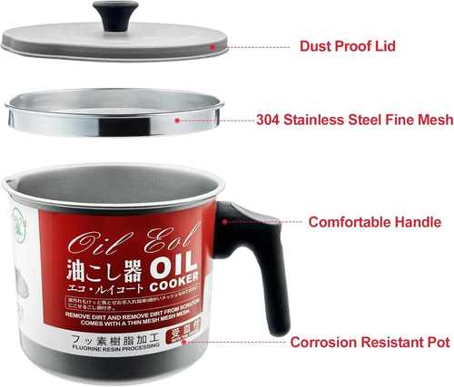 Bacon Grease Container with Fine Strainer and Dust-Proof Lid, 1.2L/ 41OZ Cooking - Picture 3 of 12