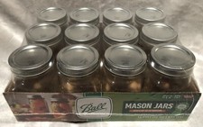 NEW Ball 12ct Pint/16oz Regular Mouth Glass Mason Jar Set with Lids and Bands