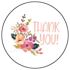 THANK YOU FLOWERS FLORAL ENVELOPE SEALS LABELS STICKERS PARTY FAVORS