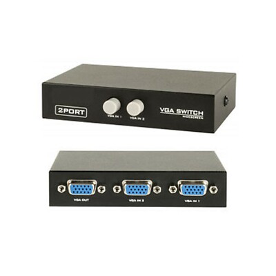 2 IN1 VGA SVGA Monitor Switch Umschalter Box Verteiler für LCD PC TV Beamer DE