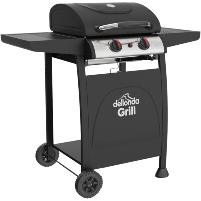2 Brenner Gas BBQ Grill & Zündung - Tragbar Garten Kochen - Leicht zu reinigen Eimer