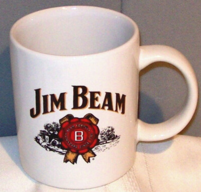 Jim Beam RED & ORANGE RIBBON Design Ceramic Porcelain Mug 
