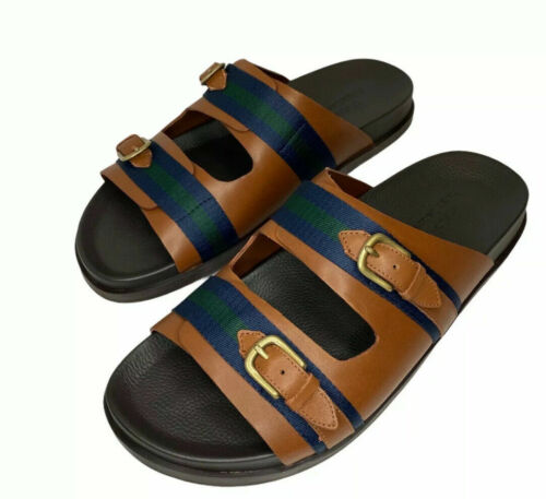 Polo Ralph Lauren Roche Sandals Brown Green Beach Comfort Men's Size 8D New
