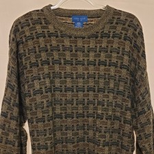 VTG Towncraft 3D Knit Textured Pullover Sweater Men s L 90s Dad Grandpa Earthy
