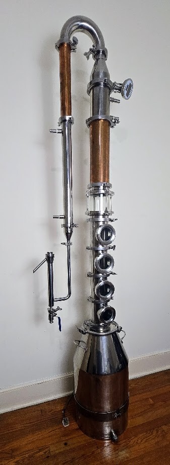 4" Complete Commercial Hybrid-Reflux Still, Modular Setup. Stainles Steel-Copper