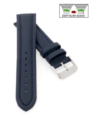 PIERO MAGLI Easy-Klick Kalbsleder Uhrenarmband Modell Bork blau-TiT 18 mm