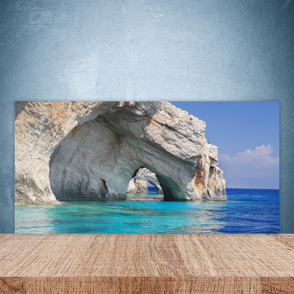 Crédence de cuisine en verre 100x50 cm avec impression marine de falaise et mer