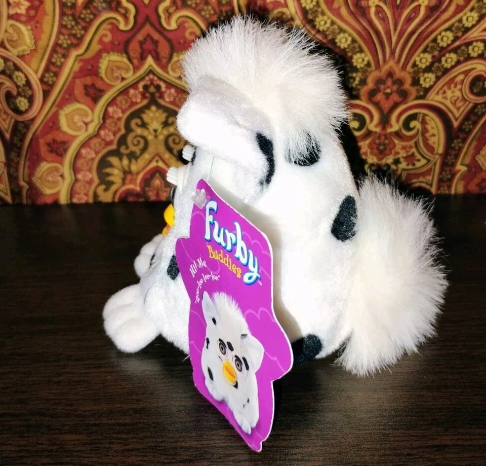 Pelúcia Furby Buddies "Piada Feliz" Branco com Manchas Pretas Bicho de Pelúcia 1999 Novo (A - Imagem 4 de 4