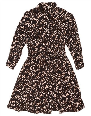 Zara Damen Langarm Shirt Kleid UK 6 XS Schwarz Viskose BR09