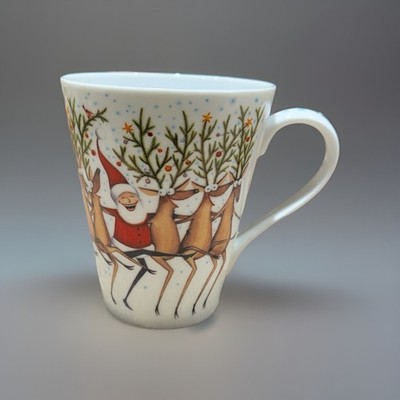 Clare Mackie Santa & Crew Can Can Dance Christmas Mug 2005 Royal Worcester