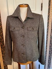Jones New York Signature Women's Size 8 Brown Tweed Crop Blazer EUC