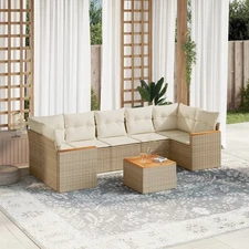 Garden Sofa Set Beige PE rattan Large Modular Garden Sofa Set