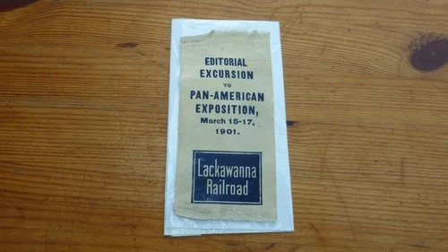 1901 ORIGINAL PAN-AMERICAN EXPOSITION SILK BOOKMARK LACKAWANNA RAILROAD 14 X 7cm
