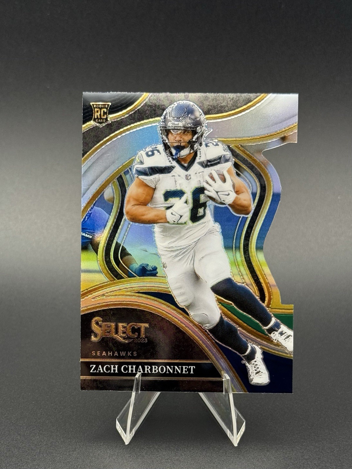 2023 Select - Club Level Zach Charbonnet #202 Black & Green Prizm Die-Cut (RC)