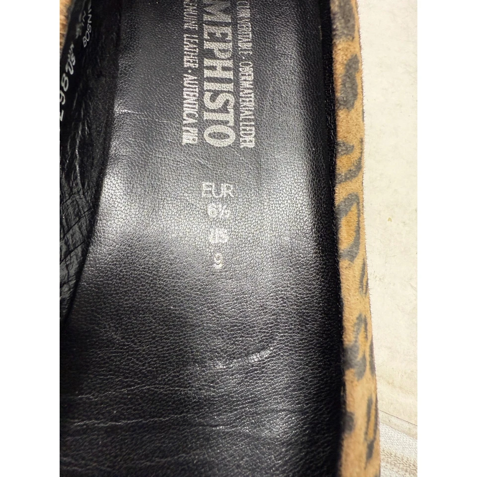 Zapatos planos de ballet con estampado de leopardo Mephisto para mujer talla 9 de cuero genuino sin cordones Foto 3 de 4