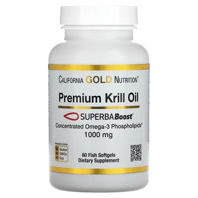 2 X California Gold Nutrition, Premium Krill Oil with SUPERBABoost, 1,000 mg, 60
