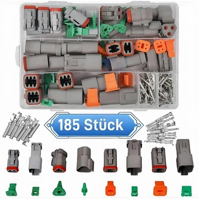 HOMTAS 185x Deutsch DT 2/3/4/6 Polig Steckverbinder Buchse KFZ Stecker Wasserdicht Set
