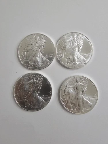 Lot of 4 (2015) American Silver Eagles $1 1 oz .999 Fine Silver BU ASE