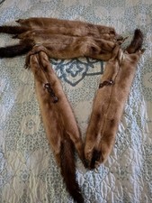 Vintage Mink Fox Fur Stole 4 Full Body Pelts Neck Wrap Scarf with Clasp