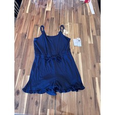 Roxy Summer With Romper Navy Blue Ruffle Hem Spaghetti Strap ERJX603203 Size M