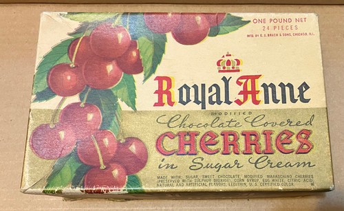 Vintage Royal Anne Chocolate Covered Cherries Box, Empty, Brach & Sons Chicago