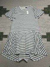 Ann Taylor Dress Womens Small White Gray Blouson New *