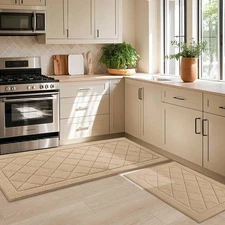 Non-Slip Kitchen Rugs, Self Adhesive No Sliding Kitchen Mats Set of 2, Soft W...