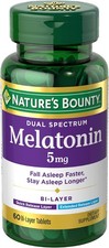 Nature  s Bounty Melatonin 5mg Dual Spectrum, 100 Drug 60 Count Pack of 1 