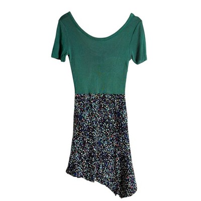 SANDRO Paris Size 34'' Bust & 38'' Length Green Printed Asymmetric Hem Dress