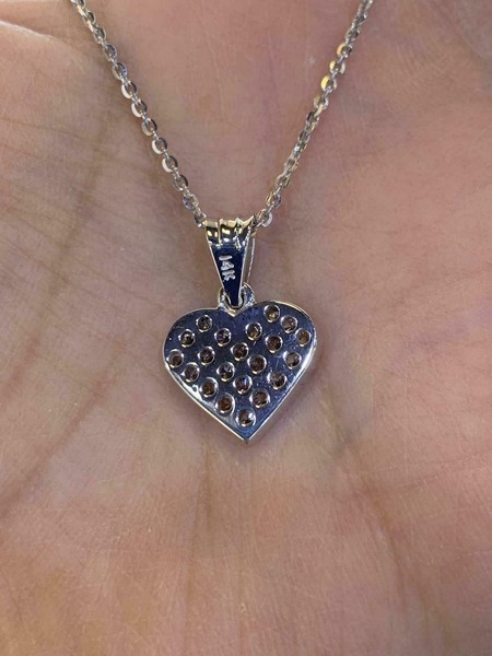 Alternate view of 2ct Round Cut Simulated Diamond Heart Charm Pendant 14k White Gold Plated