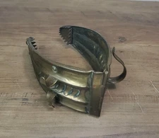 Antique Fireplace Scooper Brass Alligator Coal Tongs Finger Grips MCM