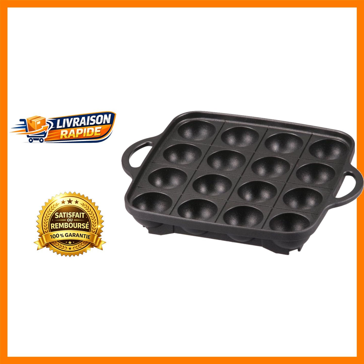 Poêle takoyaki Iwatani taille M avec 16 moules pour réchaud gaz