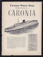 1949 CUNARD WHITE STAR Print Ad "the new... Coronia" South America & West Indies