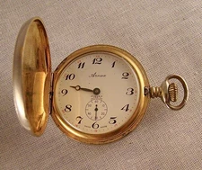 SWISS POCKET WATCH ARNEX 17 JEWELS BASE METAL HUNTER CASE DIAMETER 45MM