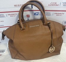 Bolso de mano Michael Kors de cuero marrón con bolsa antipolvo MK