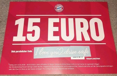 15 Euro FC Bayern München Gutschein 