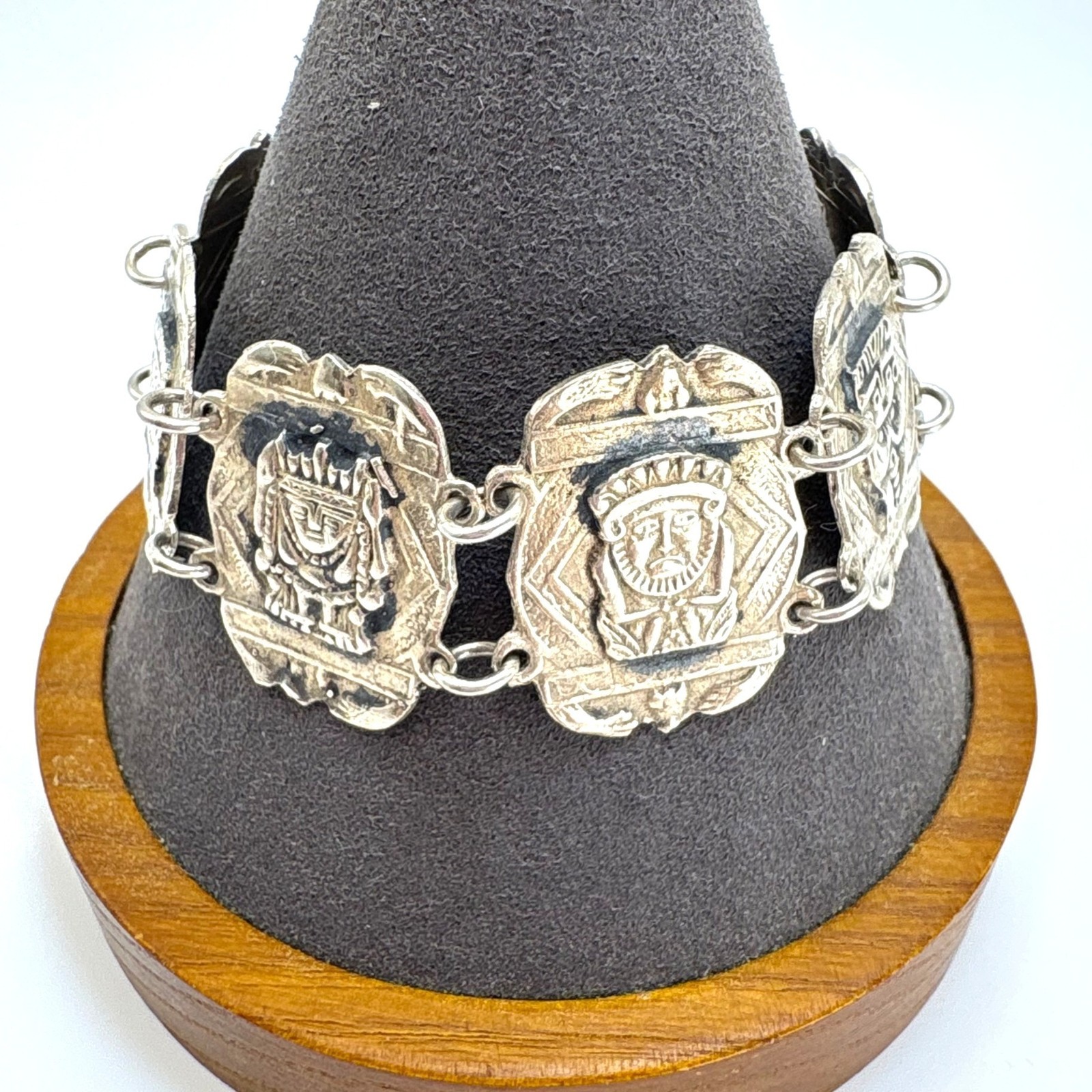 VTG Solid Sterling Silver 925 Aztec Native Design… - image 1