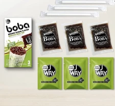 J Way Instant Bubble Pearl Boba Brown Sugar Matcha Milk Tea Kit, 3 Servings