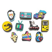 LOVE THE '90s SHOE CHARMS Pack of 10 Nostalgic Themed Retro Gift - Fits Crocs