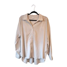 Splendid X CellaJaneBlog Women's Oatmeal Over Sized Button Down Shirt Size M