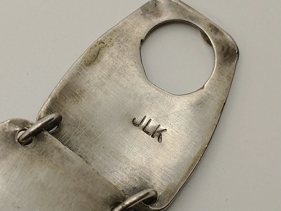 Pulsera de plata esterlina firmada "JLK" Jennie Lorette Keatts con reloj de pulsera SEIKO Foto 3 de 4