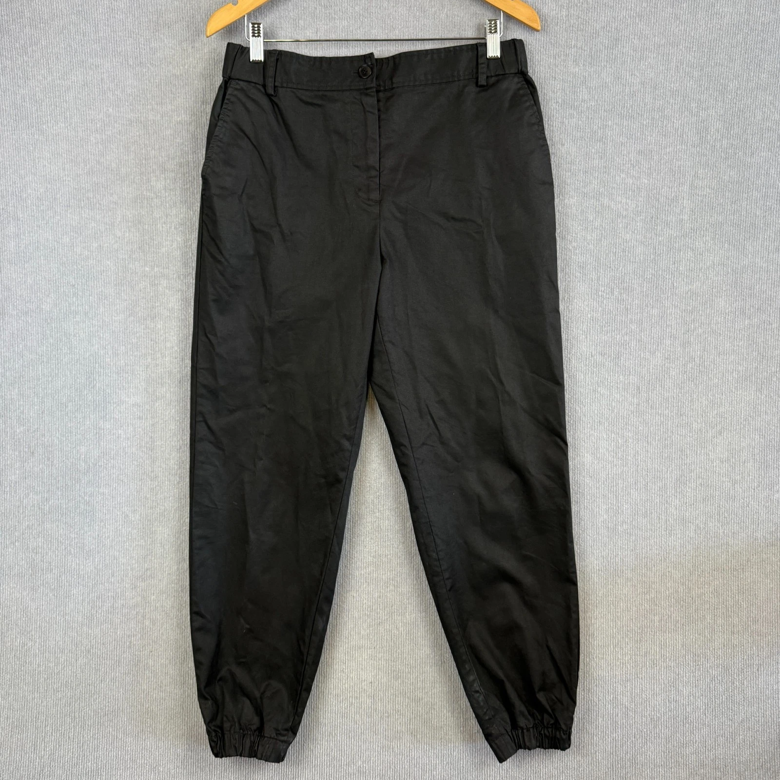 Commonry Pants Womens 12 Black Jogger Chino Stretch High Waisted