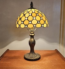 Vintage Tiffany Style Clear jewelled table lamp Leaded glass
