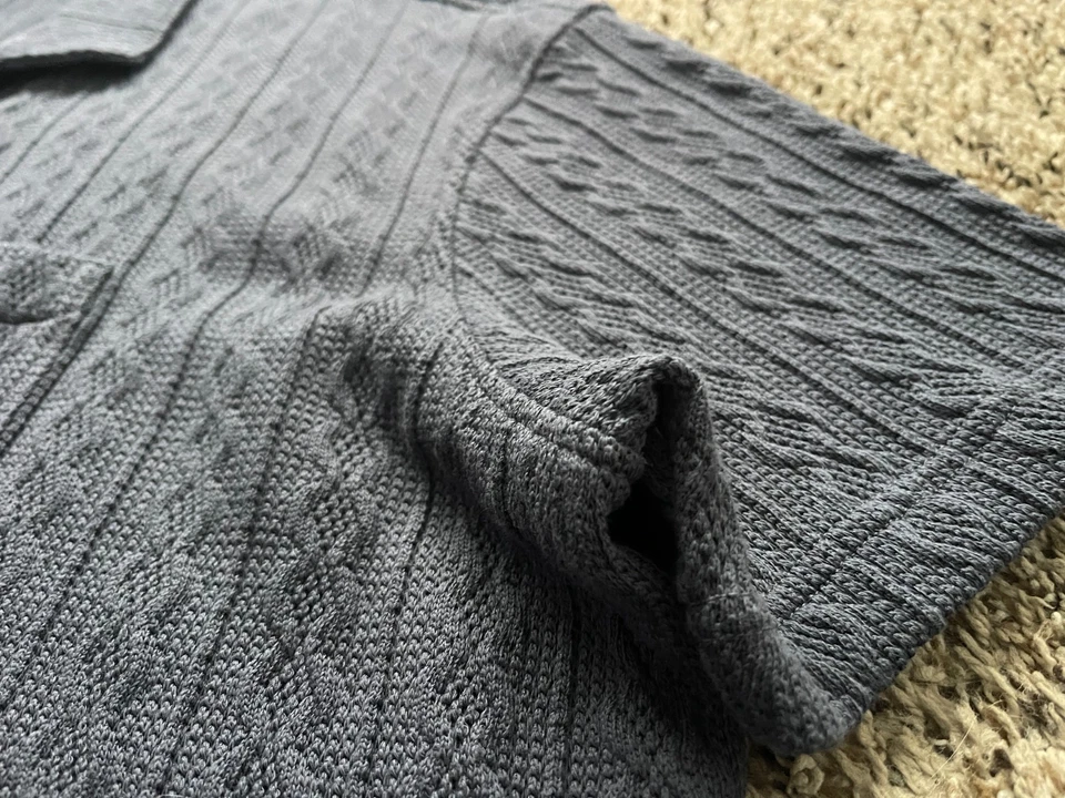 Lands' End Shirt Mens XXL Textured Cable Camp Collar Short Sleeve - Image 2 of 4