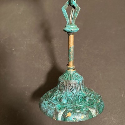 Art Nouveau-style Patinated Painted Bronze Canopy, Stem & Screw Collar Loop for 