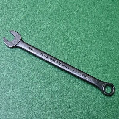 Proto 1214B 7/16'' Combination Wrench 12-Pt Black Oxide Finish USA Vintage