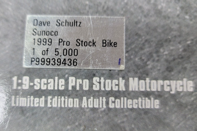 1999 Action Mac Tools Dave Schultz SUNOCO 1:9 Pro Stock Bike